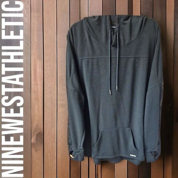 NINE WEST ACTIVE Plus Size Women's Black longSleeve Hooded Shirt. - Picture 1 of 12